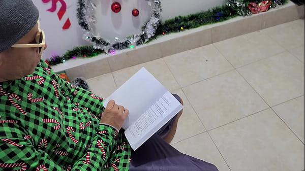 Interrupting my stepfather reading to give him his Christmas gift [Real]
